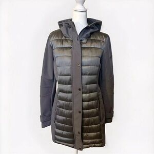 BCBGeneration Long, Winter Puffer Coat In Gun Metal-Women Size Medium flaws